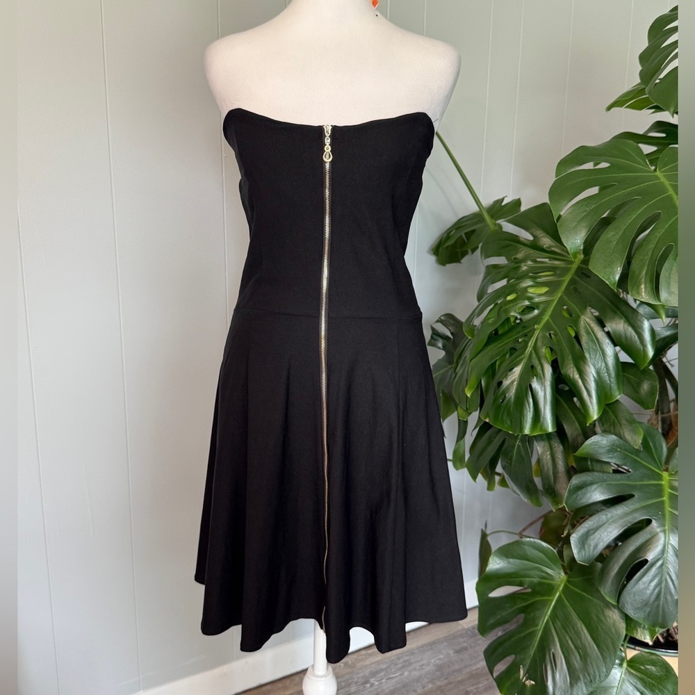 #11) Allegra Zipper front Strapless dress size L